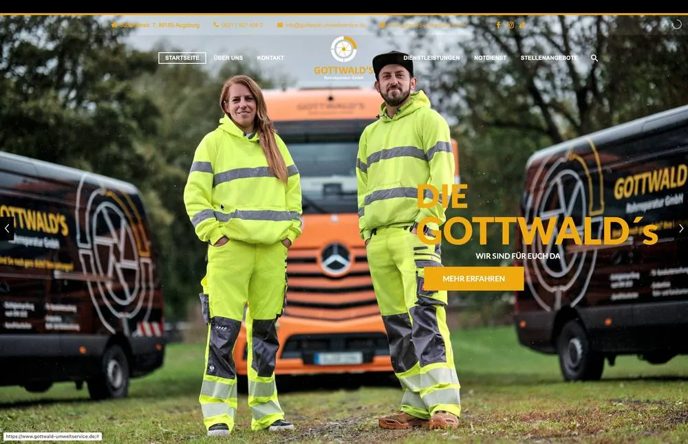 Webdesign Referenz Gottwald Rohrreparatur – Handwerk · Umweltservice, gestaltet von Schlerege Medien Königsbrunn