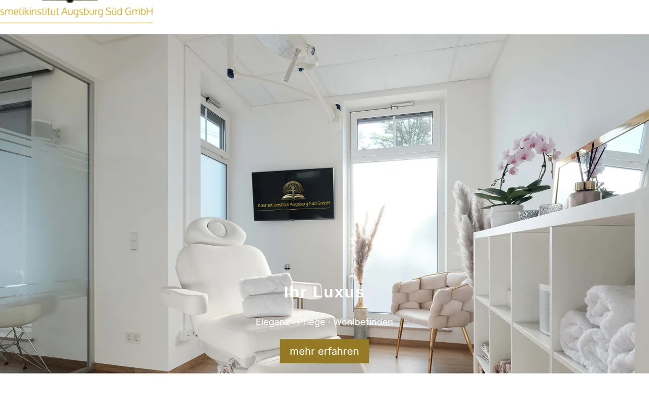 Webdesign Referenz Kosmetikinstitut Augsburg Süd – Beauty · Kosmetik, gestaltet von Schlerege Medien Königsbrunn
