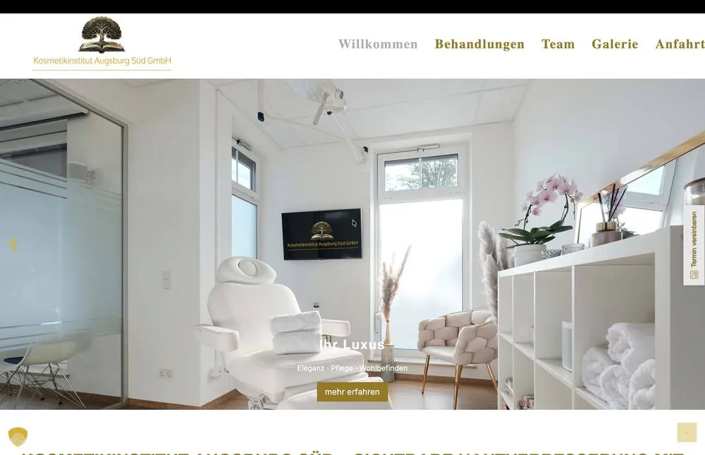 Webdesign Referenz Kosmetikinstitut Augsburg Süd – Beauty · Kosmetik, gestaltet von Schlerege Medien Königsbrunn