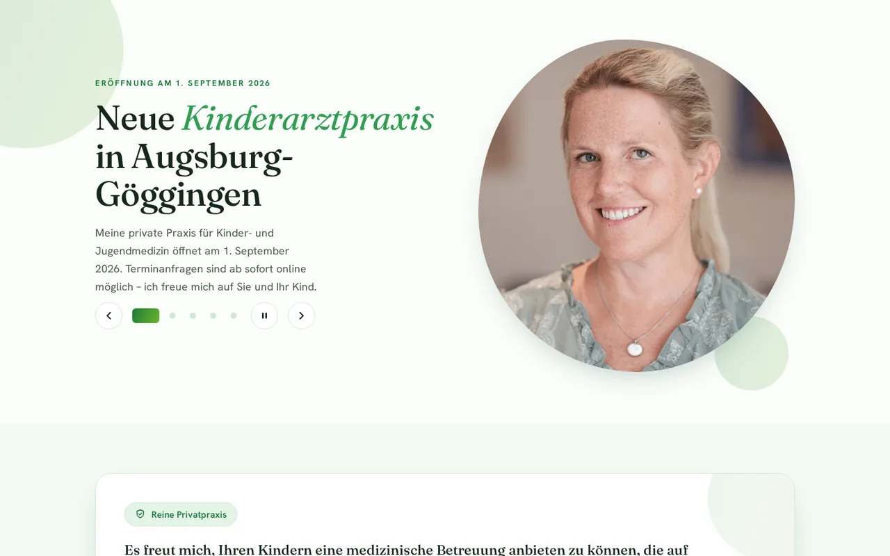 Webdesign Referenz Kinderarztpraxis Dr. Sabine Seyboth – Kinder- und Jugendmedizin Augsburg-Göggingen, gestaltet von Schlerege Medien Königsbrunn