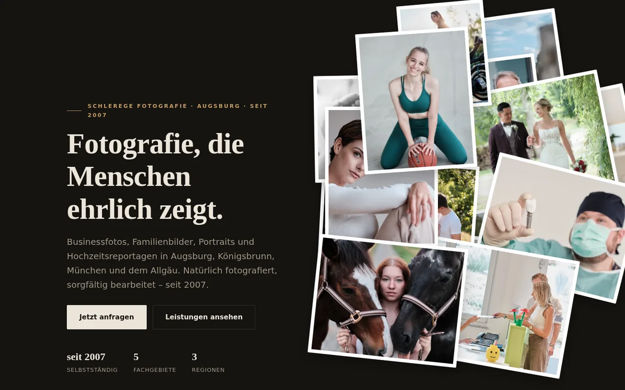 Webdesign Referenz Schlerege Fotografie – Fotografie, gestaltet von Schlerege Medien Königsbrunn
